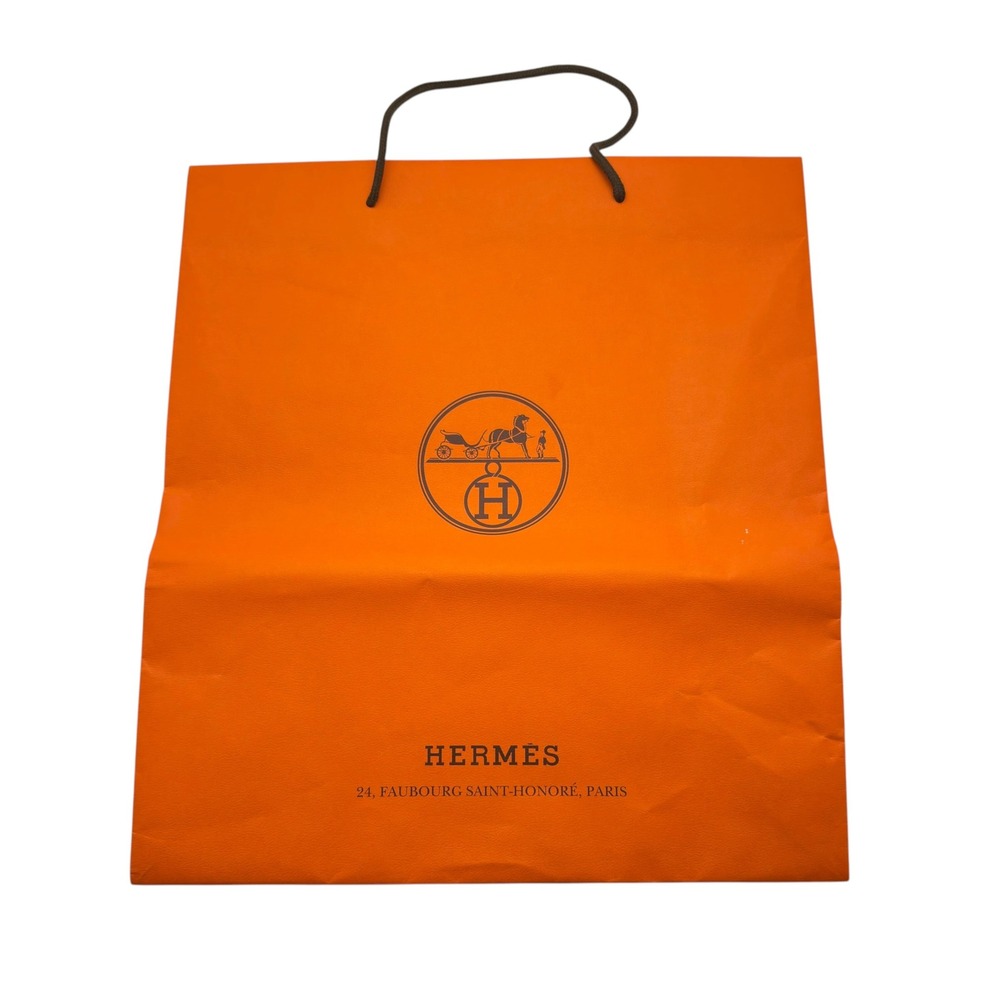 Hermes Shopping Bag Large Orange Paper Carrier Rope Handle Luxury Gift Bag